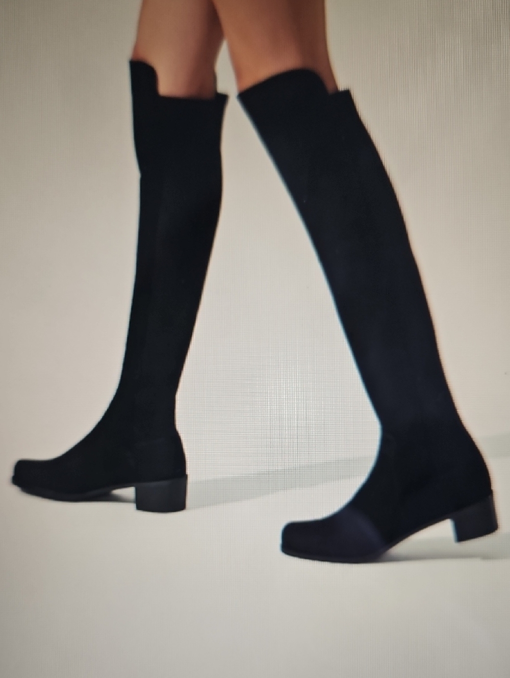STUART WEITZMAN:  Black Suede Reserve Block Heel Boots